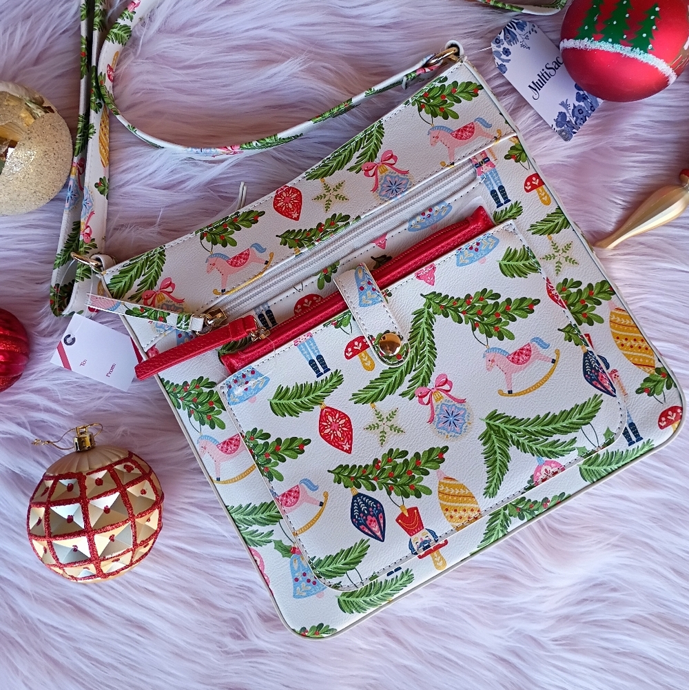 NEW MultiSac Christmas Ornament Rocking Horse Nutcracker Coleman Crossbody Bag